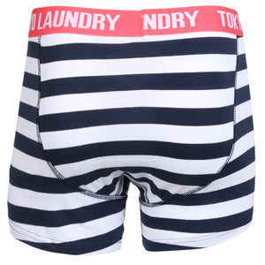 Sterndale Striped Boxer Shorts Set in Optic White / Paradise Pink - Tokyo Laundry