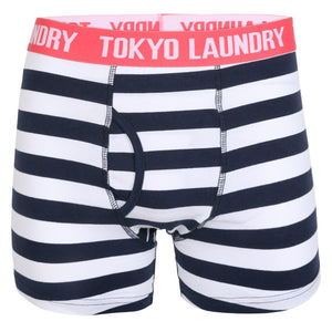 Sterndale Striped Boxer Shorts Set in Optic White / Paradise Pink - Tokyo Laundry
