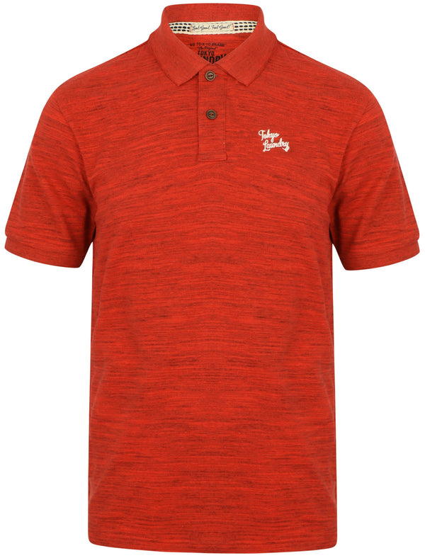 Strasburg Spacedye Pique Polo Shirt In Tokyo Red - Tokyo Laundry