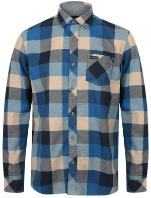 Stratford Checked Cotton Flannel Shirt In Olympian Blue - Tokyo Laundry