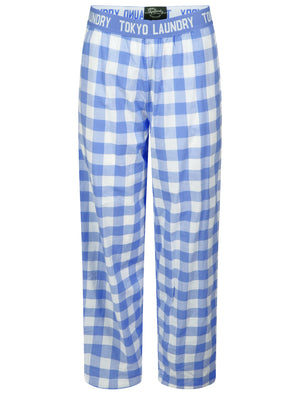 Summer Checked Gingham Print Lounge Pants in Blue Yonder - Tokyo Laundry