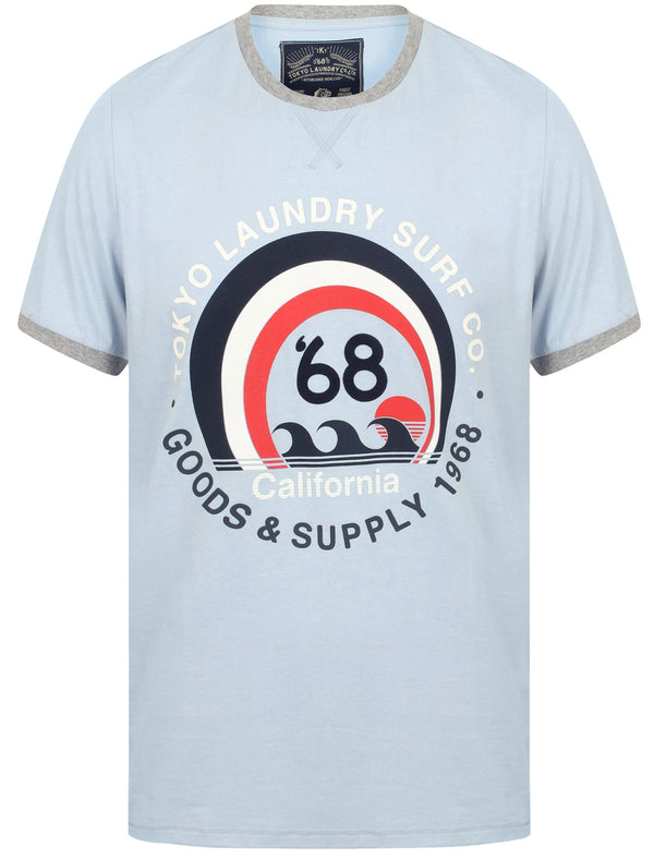 Summer Haze Cotton Ringer T-Shirt In Kentucky Blue - Tokyo Laundry