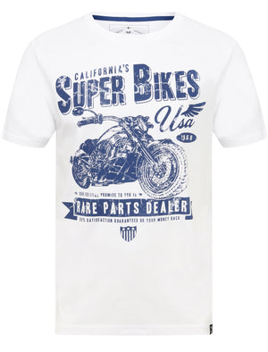 Super Bikes Motif Cotton T-Shirt In Optic White - Tokyo Laundry