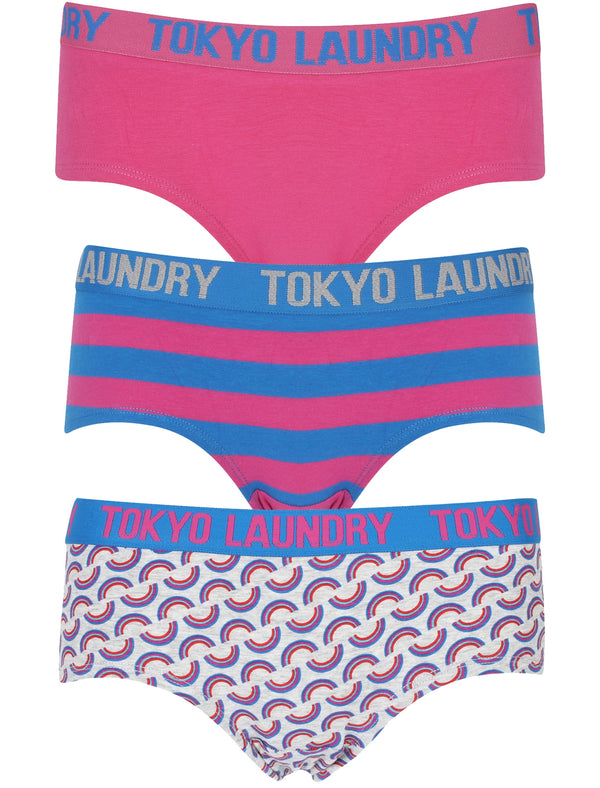 Susie (3 Pack) Assorted Briefs In Moroccan Blue / Rose Violet / Grey Marl - Tokyo Laundry