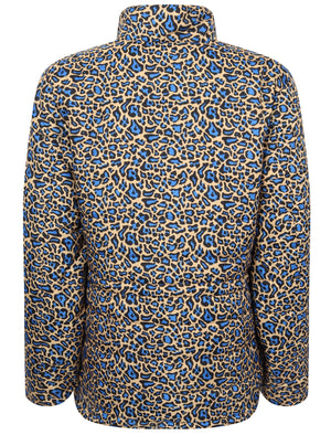 Syros Leopard Print Light Packaway Funnel Neck Quilted Jacket in Blue / Yellow - Tokyo Laundry