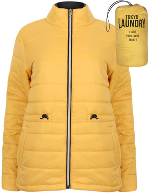 Syros Light Packaway Funnel Neck Quilted Jacket in Golden Apricot - Tokyo Laundry