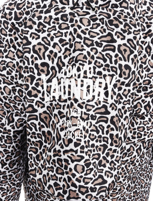 Syros Leopard Print Light Packaway Funnel Neck Quilted Jacket in Stone - Tokyo Laundry