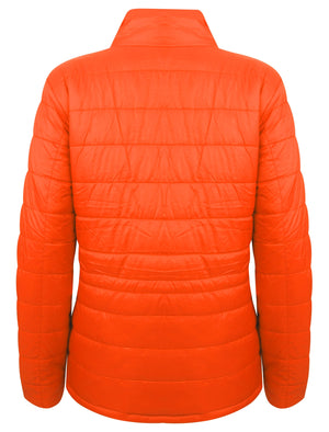 Syros Light Packaway Funnel Neck Quilted Jacket in Spicy Orange - Tokyo Laundry