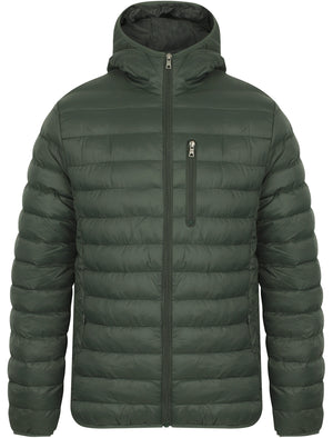 Talus Quilted Puffer Jacket with Hood in Deep Forest - Tokyo Laundry