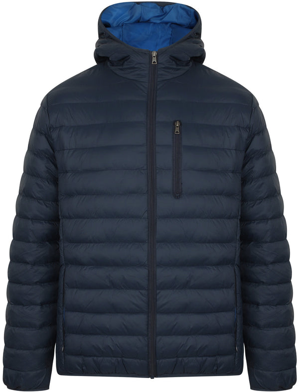 Talus Quilted Puffer Jacket with Hood in Midnight Blue - Tokyo Laundry