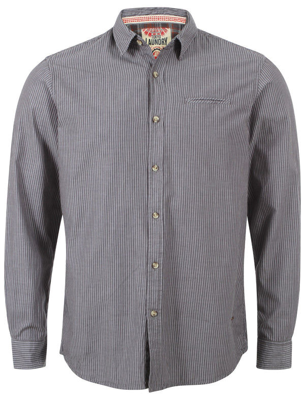 Tokyo Laundry Tarlton Striped Cotton Shirt in Pewter