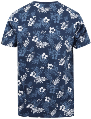 Thorsby Tropical Floral Print Cotton T-Shirt In Sailor Blue - Tokyo Laundry