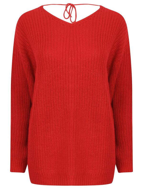 Tiah Twist Back Knitted Jumper in Crimson - Tokyo Laundry