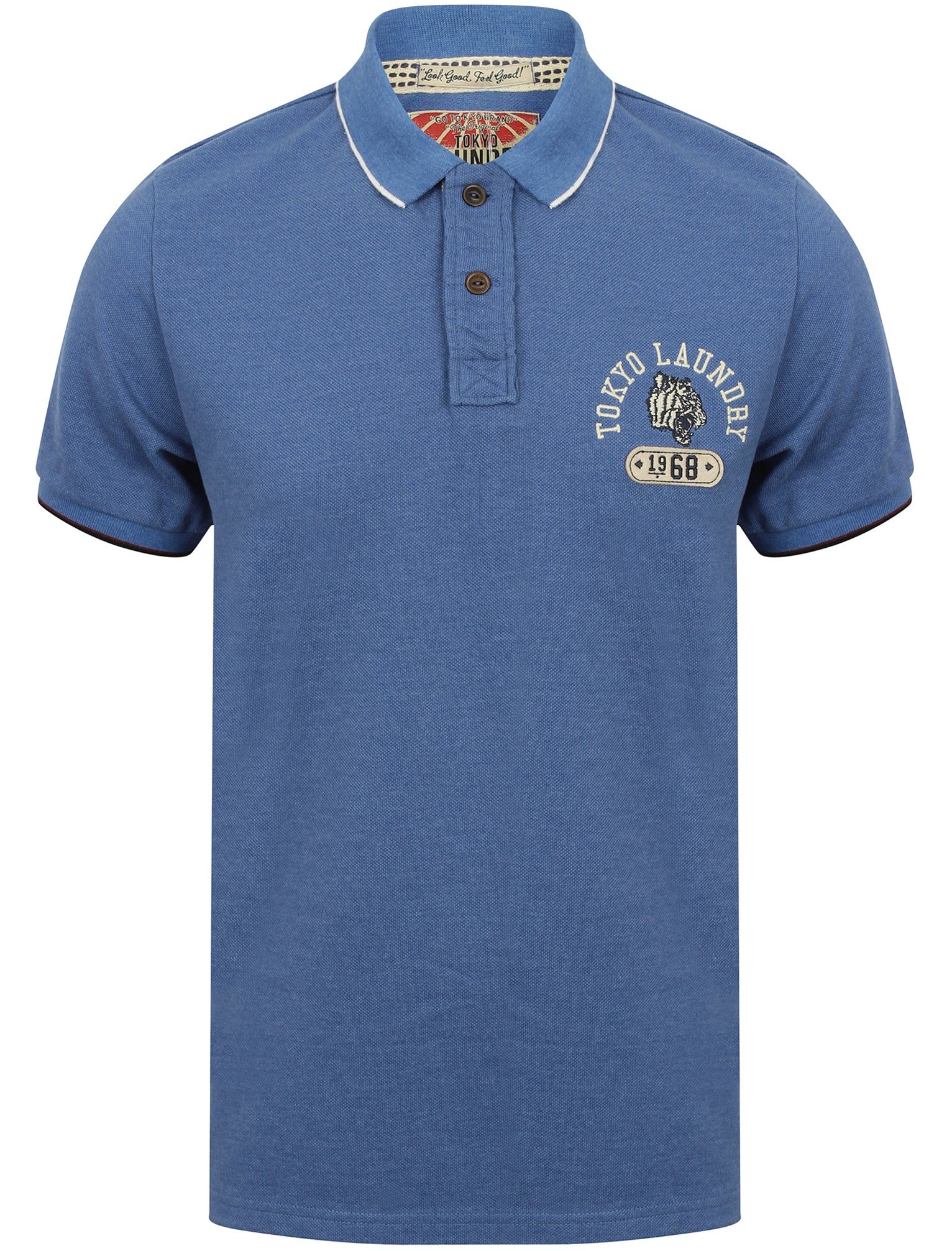 Tiger Bay Pique Polo Shirt in Cornflower Blue Marl - Tokyo Laundry
