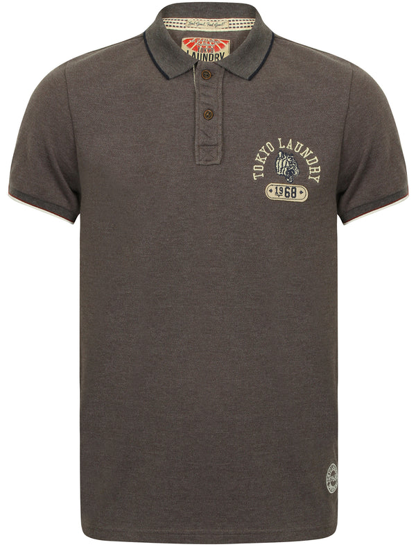Tiger Bay Pique Polo Shirt in Dark Grey Marl - Tokyo Laundry