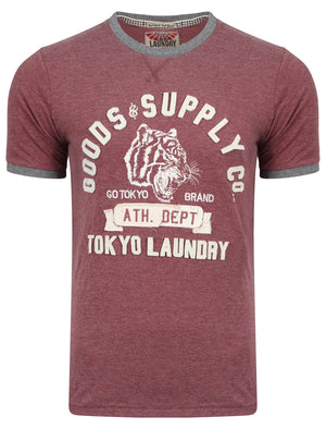 Tiger Lake Applique Cotton T-Shirt in Bordeaux Marl - Tokyo Laundry