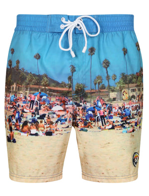 Tiki Beach2 Printed Swim Shorts in Cuba Beach with Free Matching Flip Flops - Tokyo Laundry