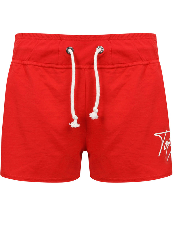 Tilly Motif Loopback Fleece Sweat Shorts in Lollipop Red - Tokyo Laundry