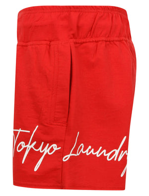 Tilly Motif Loopback Fleece Sweat Shorts in Lollipop Red - Tokyo Laundry
