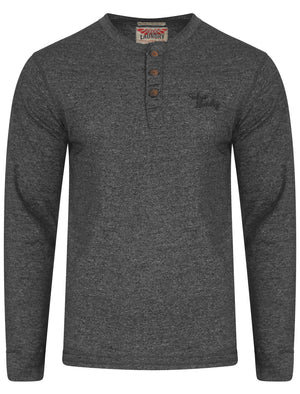 Henley Slub Long Sleeve Top in Charcoal Marl - Tokyo Laundry