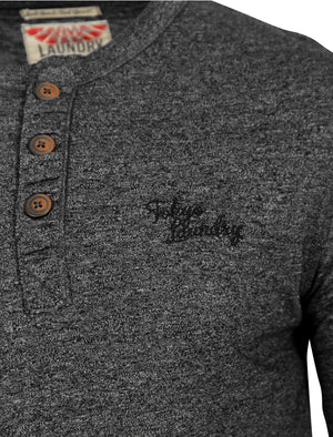 Henley Slub Long Sleeve Top in Charcoal Marl - Tokyo Laundry