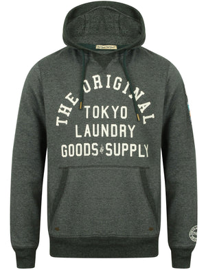 Timberfield Pullover Hoodie With Patches In Hunter Green - Tokyo Laundry
