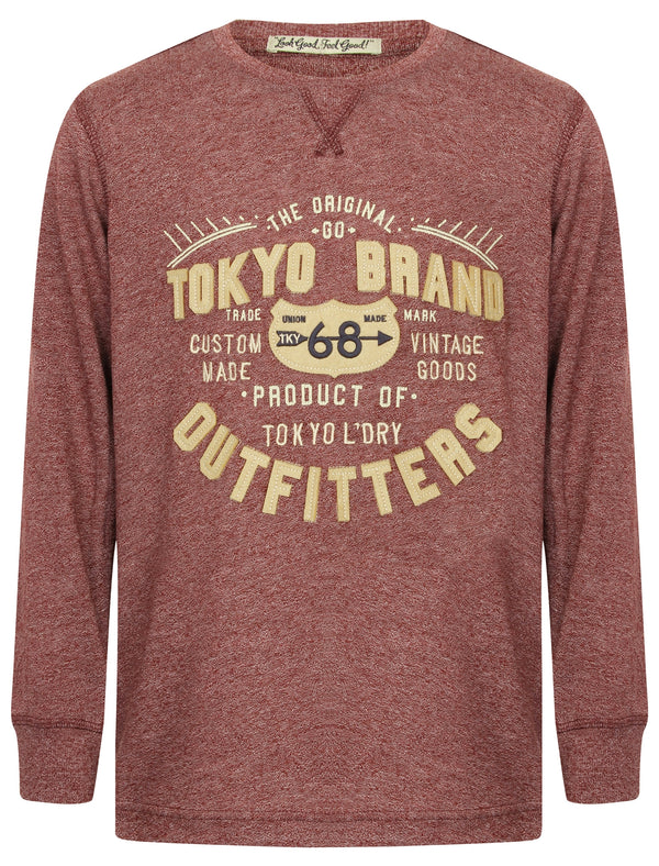 Boys K-Timperley Long Sleeve Top with Motif in Oxblood - Tokyo Laundry Kids
