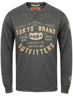 Timperley Long Sleeve Top with Motif in Charcoal - Tokyo Laundry