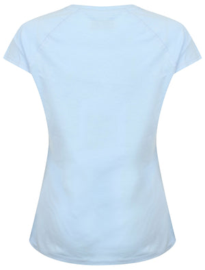 Isabella Raglan Sleeve Cotton Crew Neck T-Shirt In Chambray Blue - Tokyo Laundry