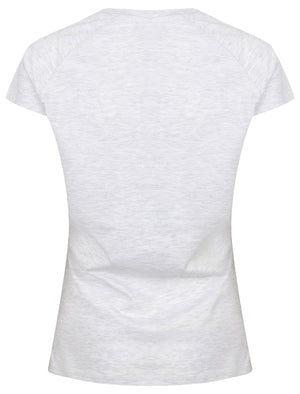 Isabella Raglan Sleeve Cotton Crew Neck T-Shirt In White Grey Marl - Tokyo Laundry