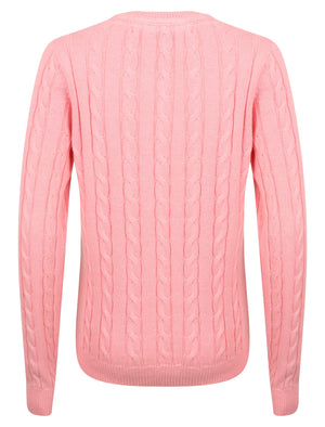 Miska Crew Neck Cable Knit Jumper In Candy Pink - Tokyo Laundry