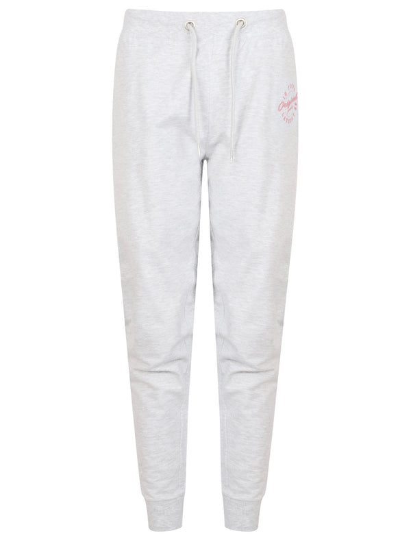 Mia Loopback Fleece Cuffed Joggers In White Grey Marl - Tokyo Laundry