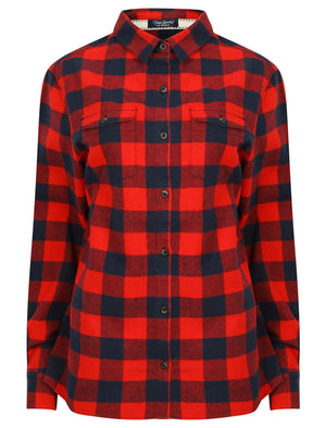 TL Rhoda Checked Flannel Shirt in Red / Navy - Tokyo Laundry