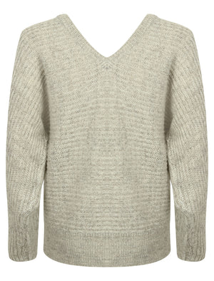 Rumba Crew Neck Knitted Jumper with Wide Sleeves in Light Grey Marl - Tokyo Laundry