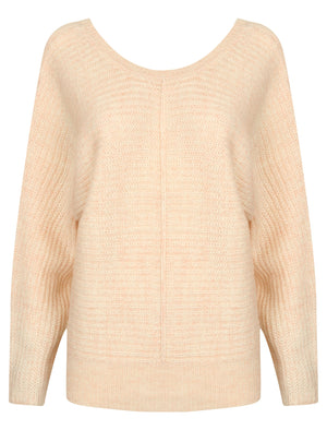 Rumba Crew Neck Knitted Jumper with Wide Sleeves in Pink Marl - Tokyo Laundry