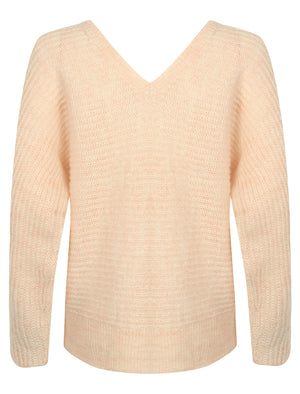 Rumba Crew Neck Knitted Jumper with Wide Sleeves in Pink Marl - Tokyo Laundry
