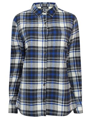 TL Sarra Checked Flannel Shirt in Navy Check - Tokyo Laundry
