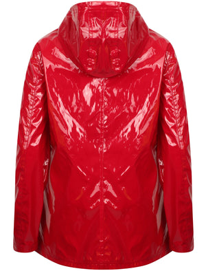 Shine Patent Hooded Rain Coat In Crimson - Tokyo Laundry