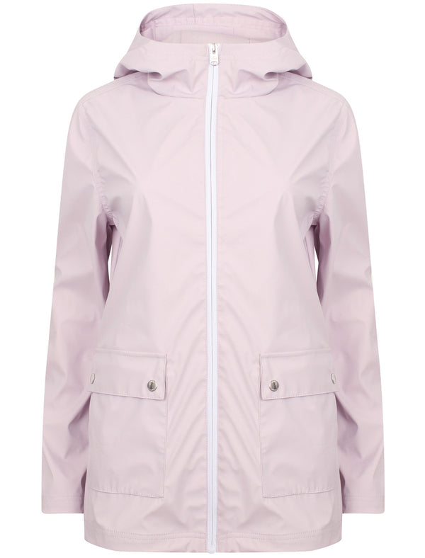 Shine  Matte Hooded Rain Coat In Lavender Fog - Tokyo Laundry
