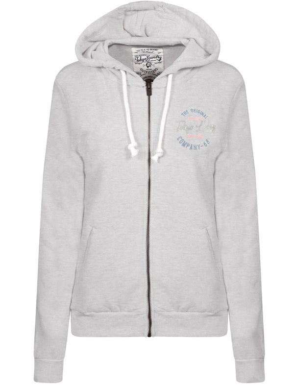 Thalia Zip Through Hoodie In Ice Grey Marl - Tokyo Laundry