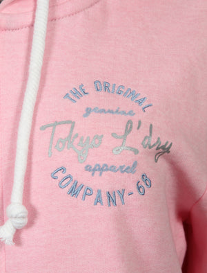 Thalia Zip Through Hoodie In Baby Pink Marl - Tokyo Laundry