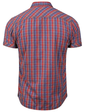 Uxbridge Short Sleeve Checked Shirt in Red / Blue - Tokyo Laundry