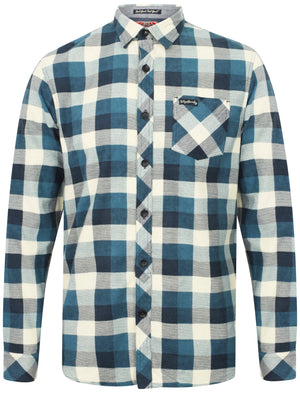 Veracruz Cotton Flannel Checked Shirt In Dusty Blue - Tokyo Laundry