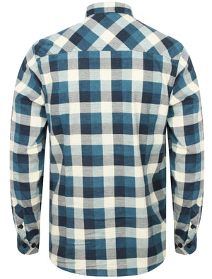 Veracruz Cotton Flannel Checked Shirt In Dusty Blue - Tokyo Laundry