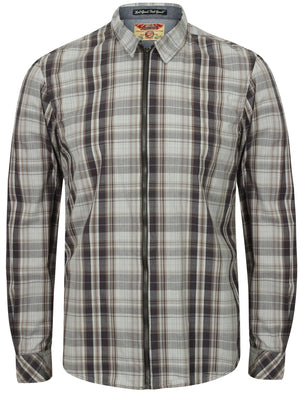Vierra Zip Through Cotton Check Shirt In Charcoal - Tokyo Laundry