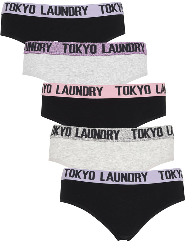Vik (5 Pack) Glitter Lurex Assorted Briefs In Jet Black / Light Grey Marl - Tokyo Laundry