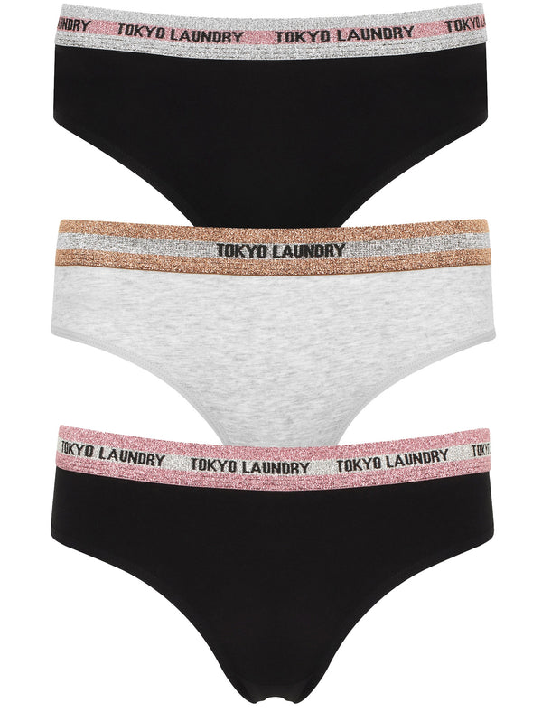 Violet (3 Pack) Assorted Briefs In Black / Light Grey Marl / Black - Tokyo Laundry