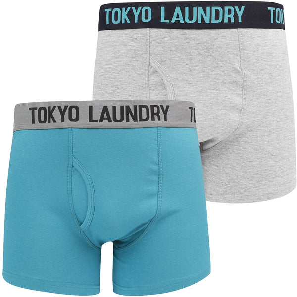 Warwick (2 Pack) Boxer Shorts Set In Blue Moon / Light Grey Marl - Tokyo Laundry