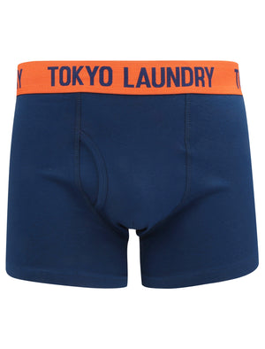 Warwick (2 Pack) Boxer Shorts Set In Estate Blue / Mid Grey Marl - Tokyo Laundry