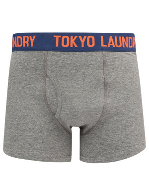 Warwick (2 Pack) Boxer Shorts Set In Estate Blue / Mid Grey Marl - Tokyo Laundry